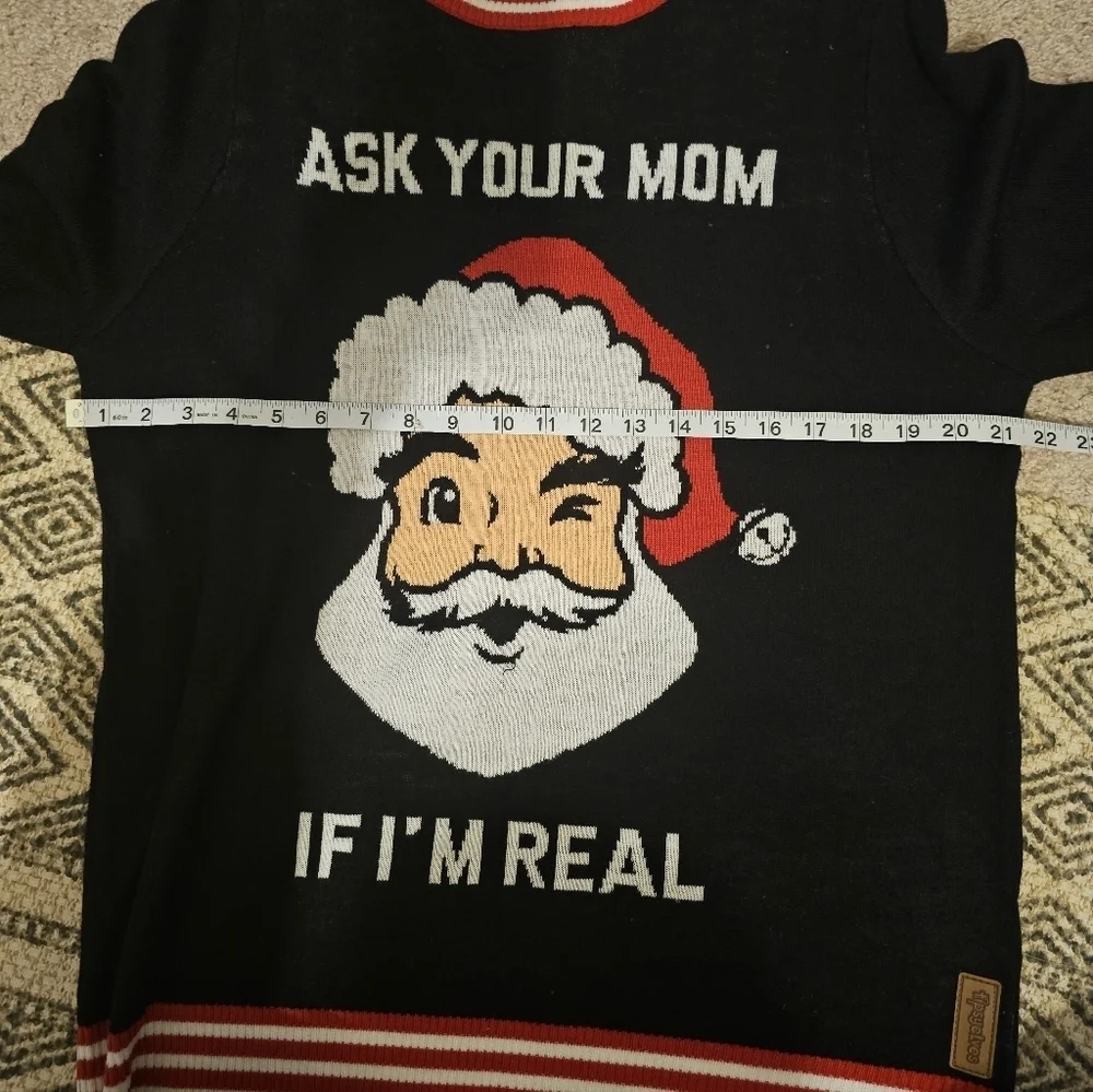 Tipsy Elves Mens Ugly Christmas Santa Sweater Ask Your Mom Size L